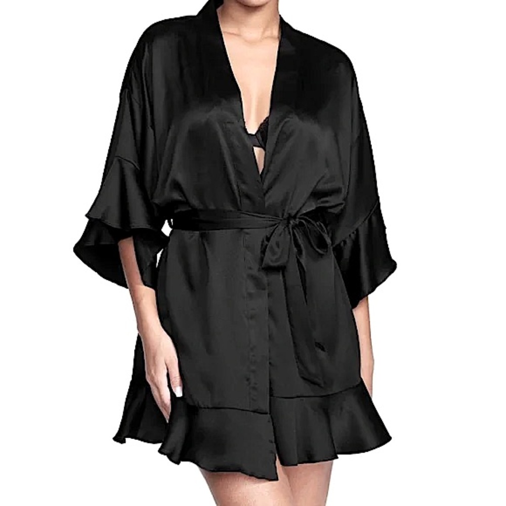 Victoria's Secret Satin Ruffle Short Robe XS/S